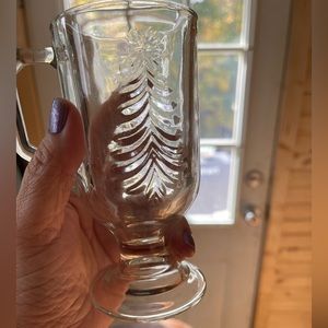 Clear Glass Christmas Tree Eggnog Glasses/Mugs